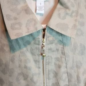 Chico's zip up jacket coat animal pint